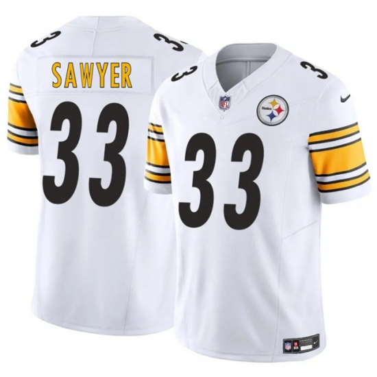 Men's Pittsburgh Steelers #33 Jack Sawyer White 2025 Draft F.U.S.E. Vapor Limited Football Stitched Jersey - Ujersey
