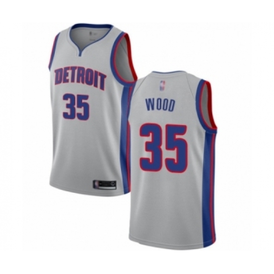 Women's Detroit Pistons #35 Christian Wood Authentic Silver Basketball Jersey Statement Edition - Ujersey