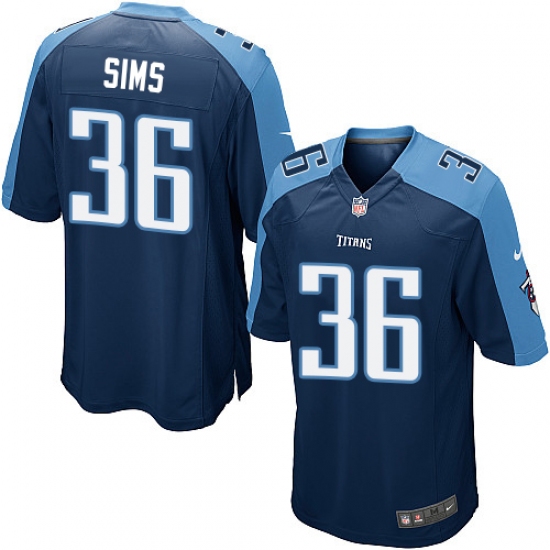 Men's Nike Tennessee Titans #36 LeShaun Sims Game Navy Blue Alternate NFL Jersey - Ujersey
