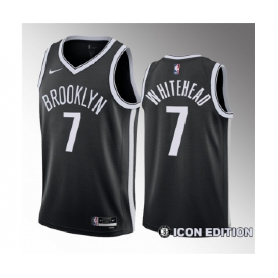 Men's Brooklyn Nets #7 Dariq Whitehead Black 2023 Draft Icon Edition Stitched Basketball Jersey - Ujersey