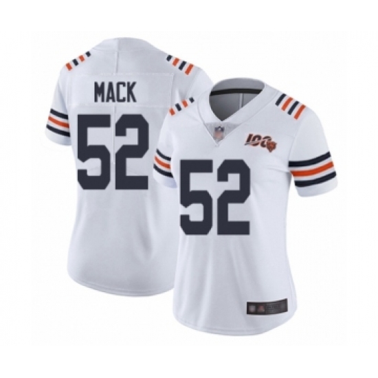 Women's Chicago Bears #52 Khalil Mack White 100th Season Limited Football Jersey - Ujersey