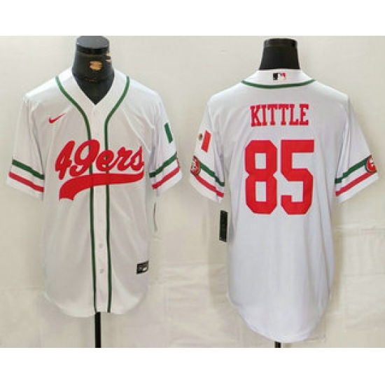 Men's San Francisco 49ers #85 George Kittle White Mexico Cool Base Stitched Baseball Jersey - Ujersey
