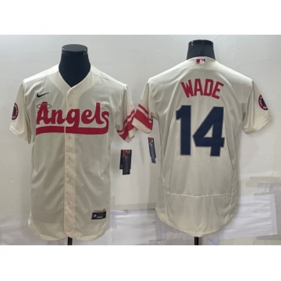 Men's Los Angeles Angels #14 Tyler Wade Cream 2022 City Connect Flex Base Stitched Jersey - Ujersey