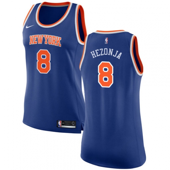 Women's Nike New York Knicks #8 Mario Hezonja Swingman Royal Blue NBA Jersey - Icon Edition - Ujersey