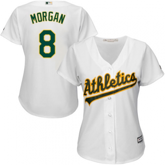 Women's Majestic Oakland Athletics #8 Joe Morgan Replica White Home Cool Base MLB Jersey - Ujersey