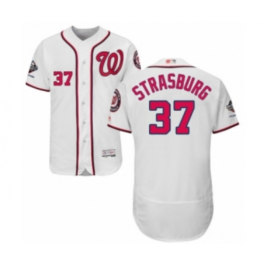 Men's Washington Nationals #37 Stephen Strasburg White Home Flex Base Authentic Collection 2019 World Series Champions Baseball Jersey - Ujersey
