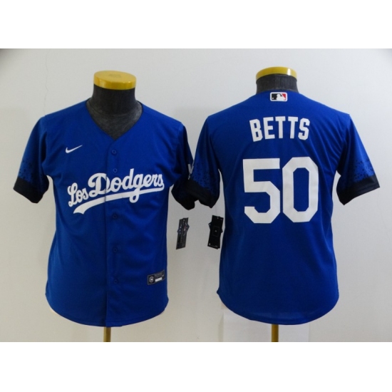 Youth Nike Los Angeles Dodgers #50 Mookie Betts Blue City Player Jersey - Ujersey
