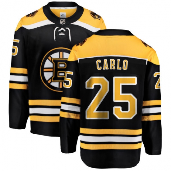 Youth Boston Bruins #25 Brandon Carlo Authentic Black Home Fanatics Branded Breakaway NHL Jersey - Ujersey
