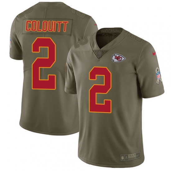 Youth Nike Kansas City Chiefs #2 Dustin Colquitt Limited Olive 2017 Salute to Service NFL Jersey - Ujersey