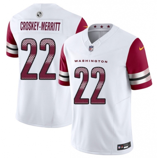 Men's Washington Commanders #22 Jacory Croskey-Merritt White 2025 F.U.S.E. Vapor Limited Football Stitched Jersey - Ujersey