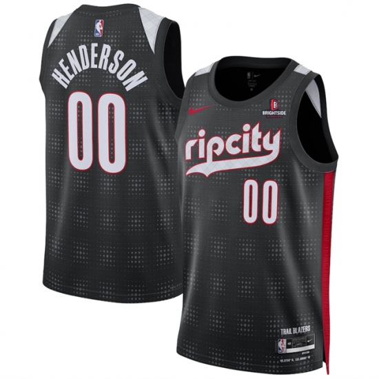 Men's Portland Trail Blazers #00 Scoot Henderson Black 2024-25 City Edition Edition Stitched Basketball Jersey - Ujersey