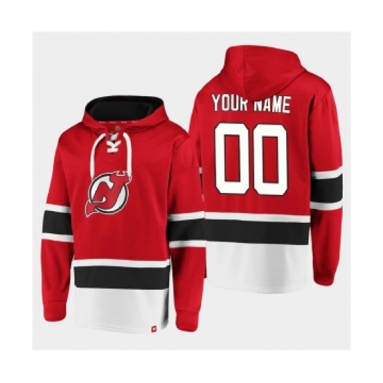 Men's New Jersey Devils Active Player Custom Red Ageless Must-Have Lace-Up Pullover Hoodie - Ujersey