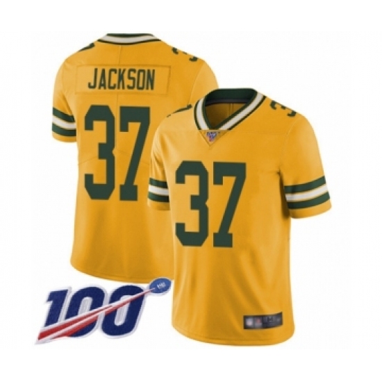 Men's Green Bay Packers #37 Josh Jackson Limited Gold Rush Vapor Untouchable 100th Season Football Jersey - Ujersey