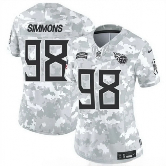 Women Tennessee Titans #98 Jeffery Simmons 2024 F U S E Arctic Camo Salute To Service Limited Stitched Football Jersey - Ujersey