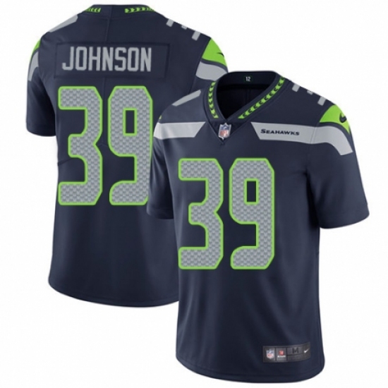 Men's Nike Seattle Seahawks #39 Dontae Johnson Navy Blue Team Color Vapor Untouchable Limited Player NFL Jersey - Ujersey