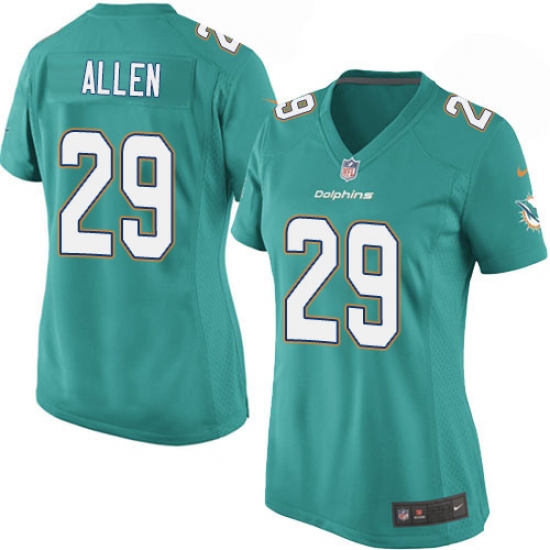 Women's Nike Miami Dolphins #29 Nate Allen Game Aqua Green Team Color NFL Jersey - Ujersey