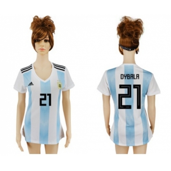 Women's Argentina #21 Dybala Home Soccer Country Jersey