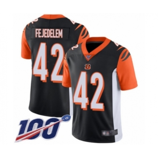 Men's Cincinnati Bengals #42 Clayton Fejedelem Black Team Color Vapor Untouchable Limited Player 100th Season Football Jersey - Ujersey