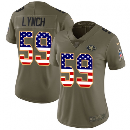 Women's Nike San Francisco 49ers #59 Aaron Lynch Limited Olive/USA Flag 2017 Salute to Service NFL Jersey - Ujersey