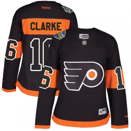 Women's Reebok Philadelphia Flyers #16 Bobby Clarke Premier Black 2017 Stadium Series NHL Jersey - Ujersey
