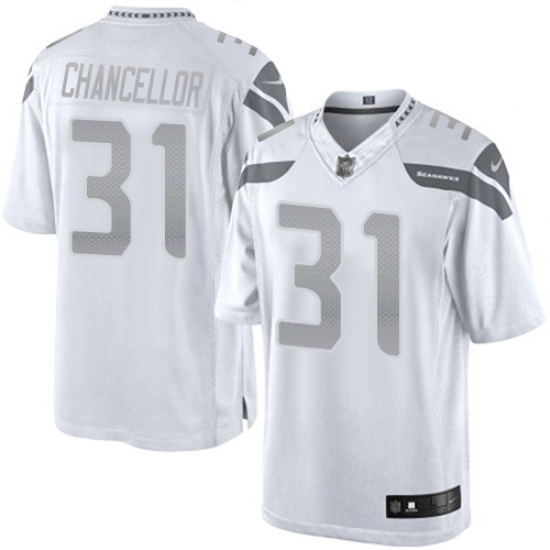 Men's Nike Seattle Seahawks #31 Kam Chancellor Limited White Platinum NFL Jersey - Ujersey