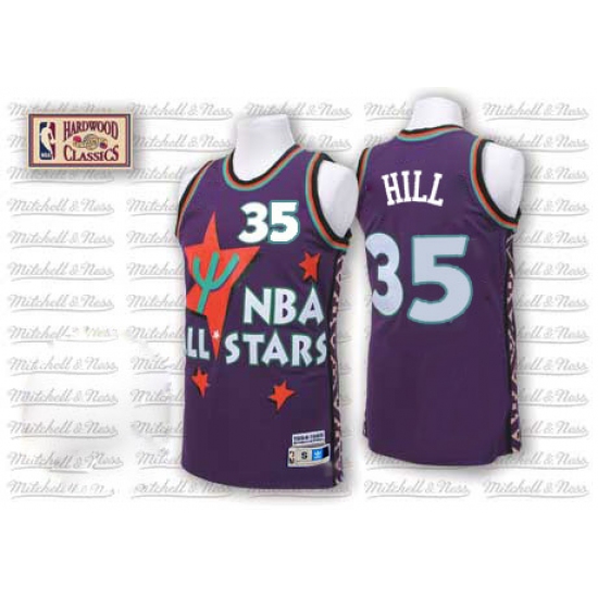 Men's Adidas Detroit Pistons #35 Grant Hill Authentic Purple 1995 All Star Throwback NBA Jersey - Ujersey