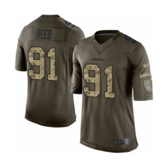 Men's Seattle Seahawks #91 Jarran Reed Elite Green Salute to Service Football Jersey - Ujersey