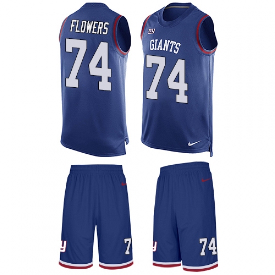 Men's Nike New York Giants #74 Ereck Flowers Limited Royal Blue Tank Top Suit NFL Jersey - Ujersey