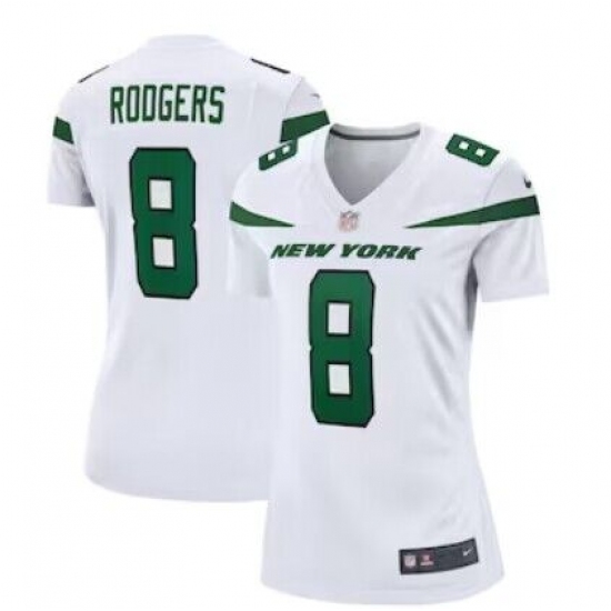Women's New York Jets #8 Aaron Rodgers White 2023 Vapor Untouchable Stitched Nike Limited Jersey - Ujersey