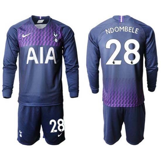 Tottenham Hotspur #28 Ndombele Away Long Sleeves Soccer Club Jersey