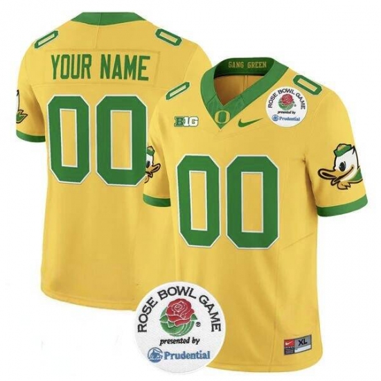 Men's Oregon Ducks Active Player Custom Gold 2024 F.U.S.E. Rose Bowl Vapor Limited Stitched Football Jersey - Ujersey