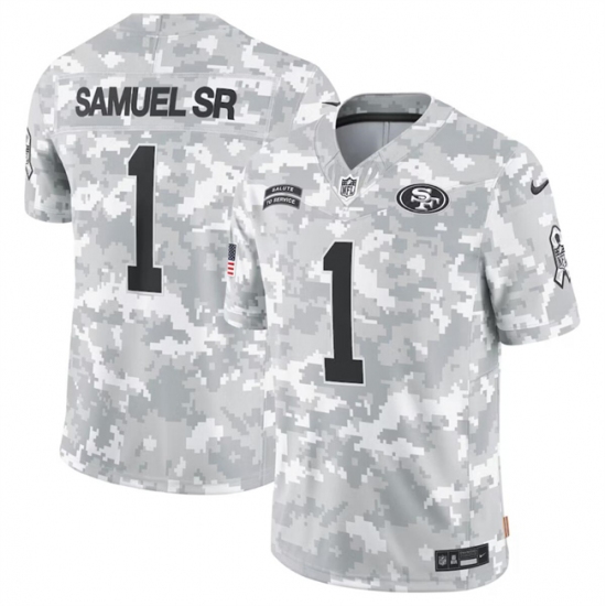Men's San Francisco 49ers #1 Deebo Samuel Sr 2024 Arctic Camo Salute To Service Limited Stitched Football Jersey - Ujersey