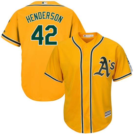 Youth Majestic Oakland Athletics #42 Dave Henderson Replica Gold Alternate 2 Cool Base MLB Jersey - Ujersey