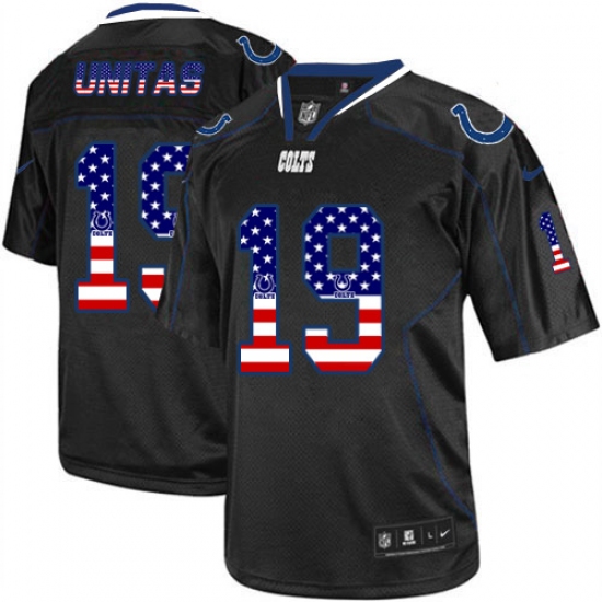Men's Nike Indianapolis Colts #19 Johnny Unitas Elite Black USA Flag Fashion NFL Jersey - Ujersey