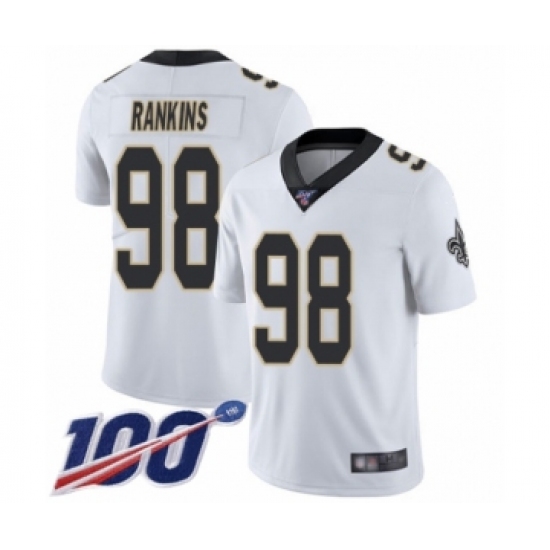 Men's New Orleans Saints #98 Sheldon Rankins White Vapor Untouchable Limited Player 100th Season Football Jersey - Ujersey