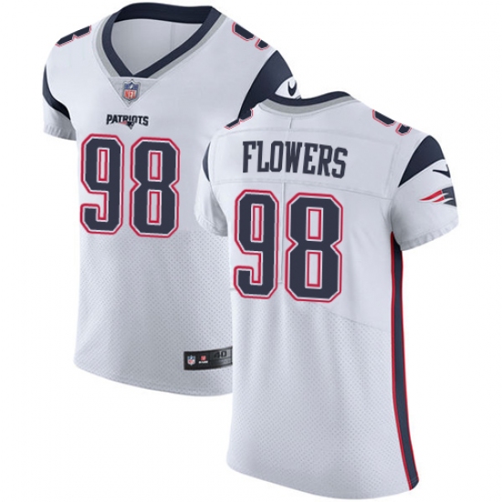 Men's Nike New England Patriots #98 Trey Flowers White Vapor Untouchable Elite Player NFL Jersey - Ujersey