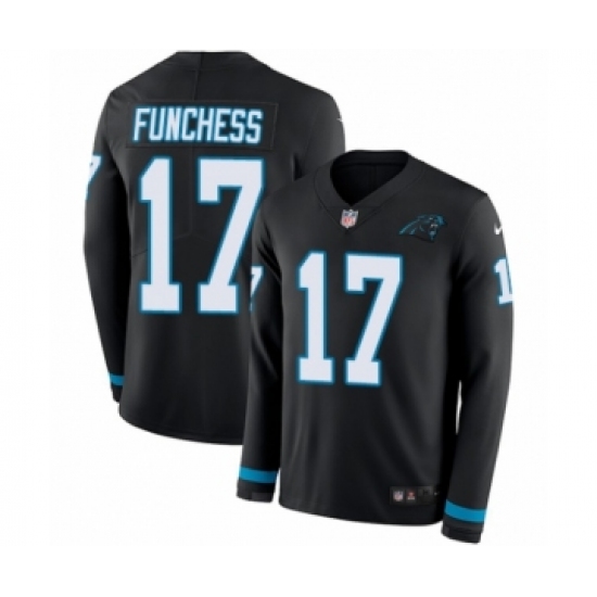 Youth Nike Carolina Panthers #17 Devin Funchess Limited Black Therma Long Sleeve NFL Jersey - Ujersey
