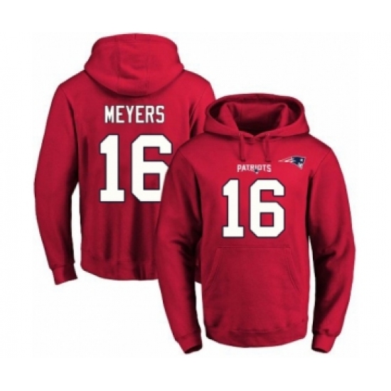 Football Men's New England Patriots #16 Jakobi Meyers Red Name & Number Pullover Hoodie - Ujersey