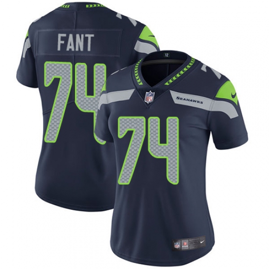 Women's Nike Seattle Seahawks #74 George Fant Elite Steel Blue Team Color NFL Jersey - Ujersey