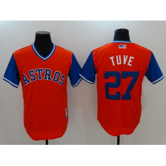 Men's Houston Astros #27 Jose Altuve Orange Throwback Stitched Baseball Jersey - Ujersey