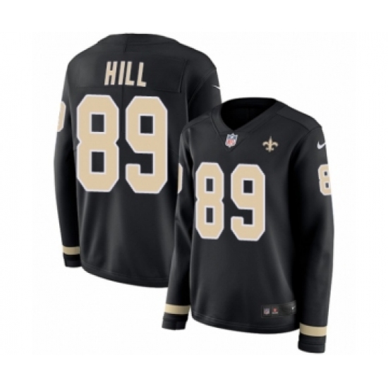 Women's Nike New Orleans Saints #89 Josh Hill Limited Black Therma Long Sleeve NFL Jersey - Ujersey