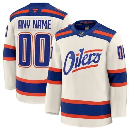 Men's Edmonton Oilers Custom Light Beige Alternate Stitched Hockey Jersey - Ujersey