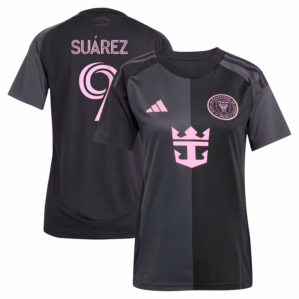 Women's Inter Miami CF Luis Suárez adidas Black 2025 The Fortitude Kit Replica Player Jersey