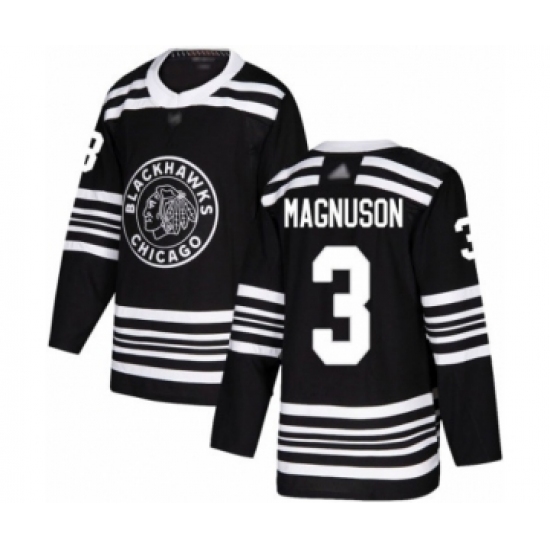 Youth Chicago Blackhawks #3 Keith Magnuson Authentic Black Alternate Hockey Jersey - Ujersey