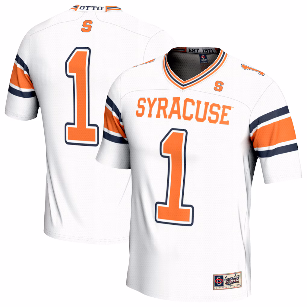 Unisex GameDay Greats White #1 Syracuse Orange Lightweight Collegiate Football Fashion Jersey