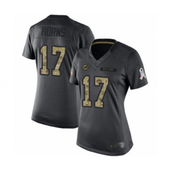 Women's Miami Dolphins #17 Allen Hurns Limited Black 2016 Salute to Service Football Jersey - Ujersey