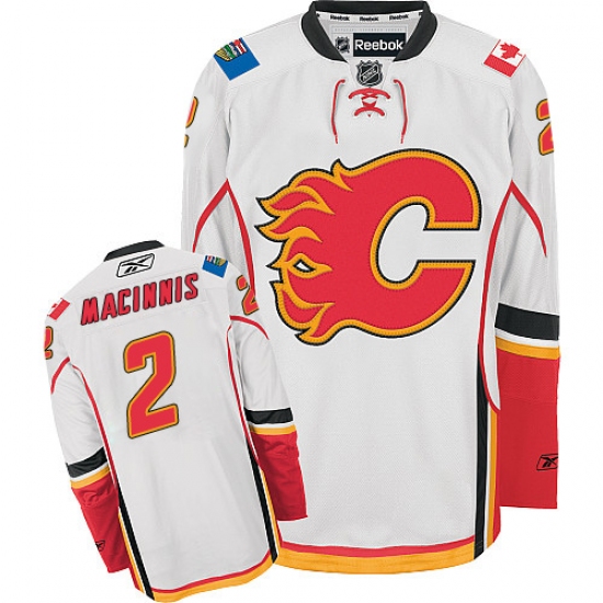 Men's Reebok Calgary Flames #2 Al MacInnis Authentic White Away NHL Jersey