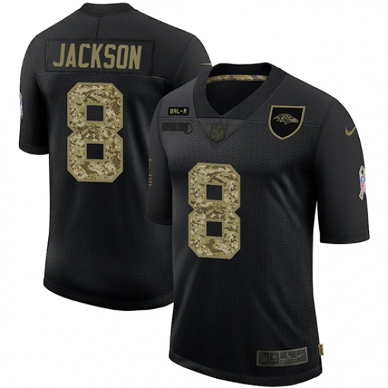 Men's Baltimore Ravens #8 Lamar Jackson Camo 2020 Salute To Service Limited Jersey - Ujersey