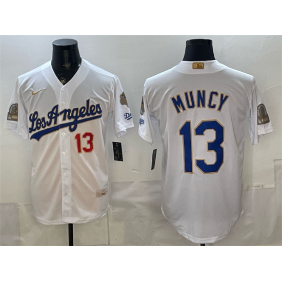 Men's Los Angeles Dodgers #13 Max Muncy White 2026 Gold Collection 9x & B2B Champs Stitched Baseball Jersey - Ujersey