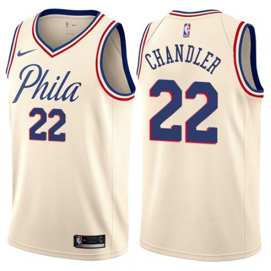 Youth Nike Philadelphia 76ers #22 Wilson Chandler Swingman Cream NBA Jersey - City Edition - Ujersey